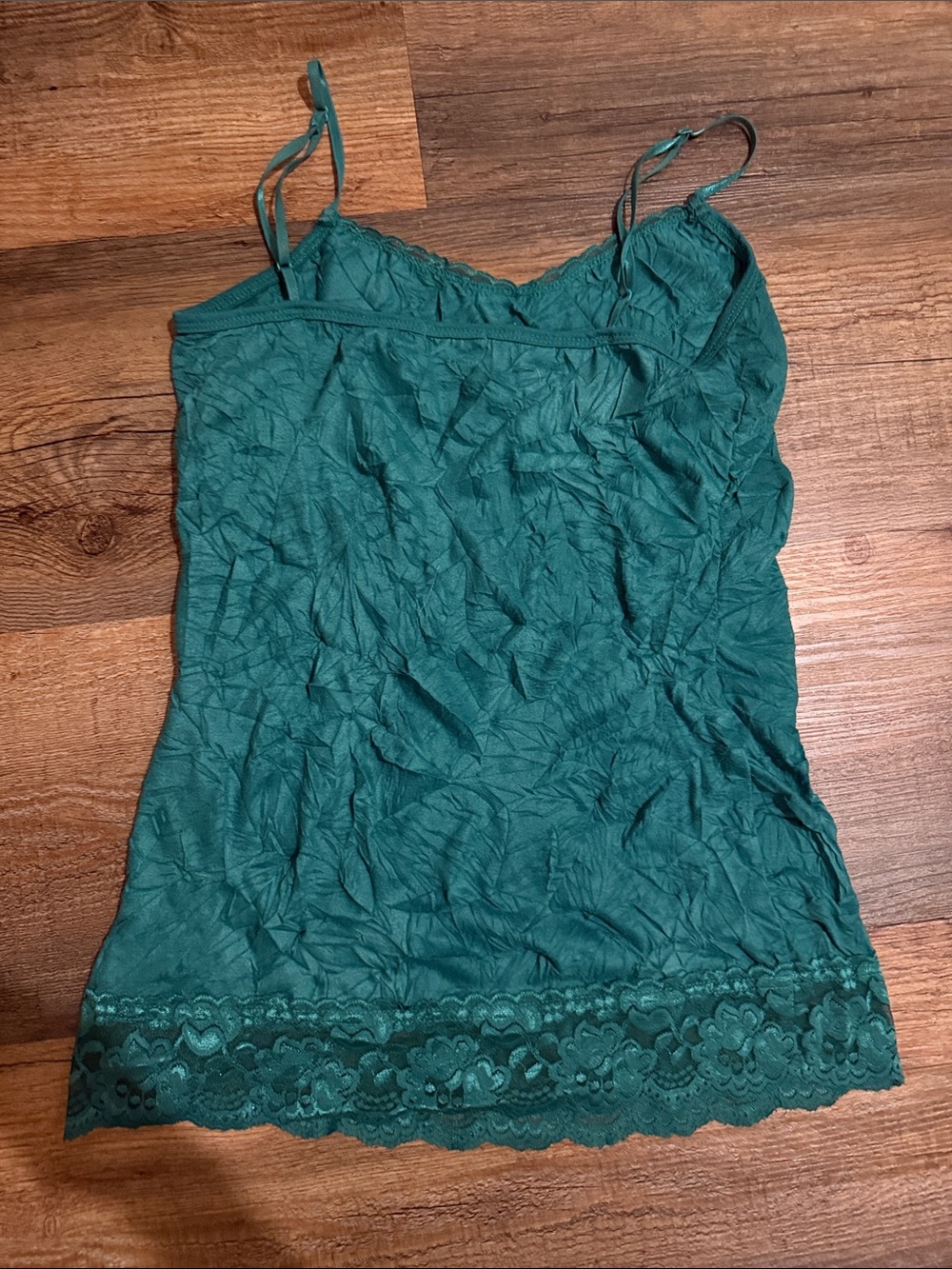 Maurices Emerald Green Lace-Trim Satin Camisole - Picture 3 of 6